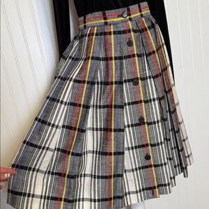 Vintage | Chaus Petites Multicolor Plaid A-Line Skirt